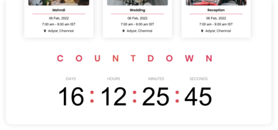 Countdown for online invitations and family events